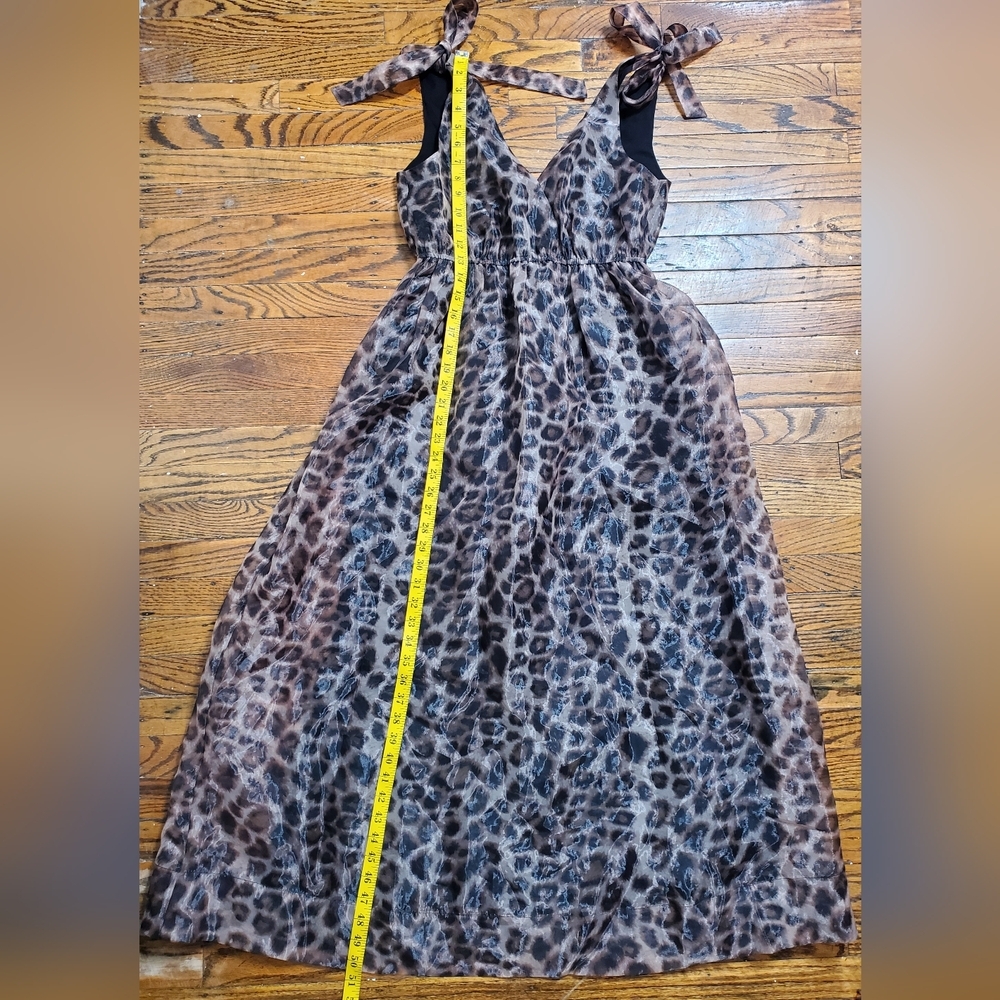 Anthropologie Daniel Rainn Organza Leopard Print V-Neck  Maxi Dress Size S - Picture 10 of 15